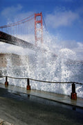 792000 Golden Gate Bridge And Wave Spray From The Seawall, San Francisco, U.S.A. A4 Photo Print