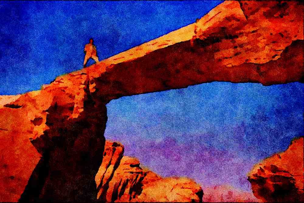 792002 Stone Bridge, Wadi Rum, Jordan A4 Limited Edition Watercolour Print