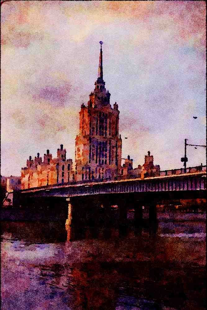 792005 Ukraine Hotel, Moscow A4 Limited Edition Watercolour Print