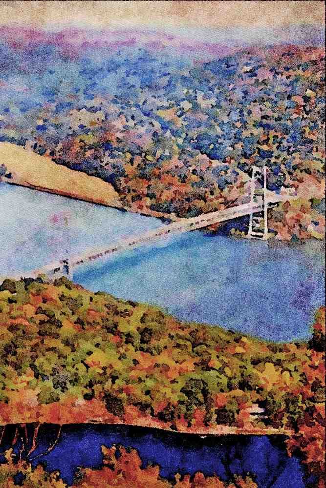 792007 Bear Mountain Bridge, Hudson River, New York, U.S.A. A4 Limited Edition Watercolour Print