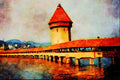 792014 Kapelbruke Chapel Bridge, Lucerne, Switzerland A4 Limited Edition Watercolour Print