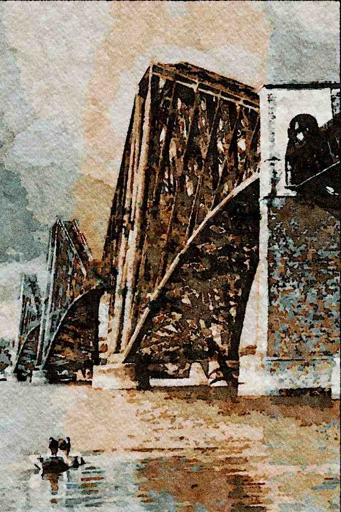 792016 Forth Railway Bridge From South Queensferry A4 Limited Edition Watercolour Print