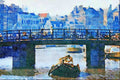 792018 Boat Traffic On The Single Gracht Canal A4 Limited Edition Watercolour Print