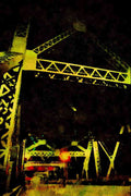 792027 People On Jacques Cartier Bridge At Night, Montreal, Quebec, Canada A4 Limited Edition Watercolour Print