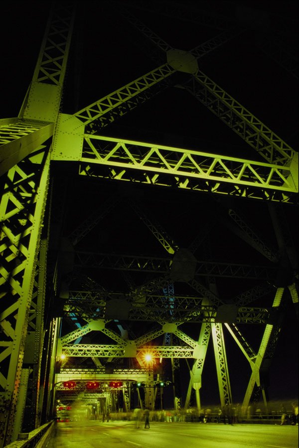 792027 People On Jacques Cartier Bridge At Night, Montreal, Quebec, Canada A4 Photo Print
