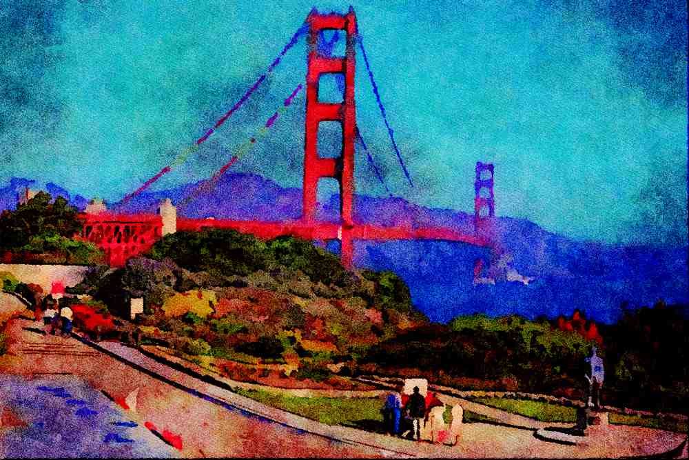 792028 Golden Gate Bridge, San Francisco, California, U.S.A. A4 Limited Edition Watercolour Print