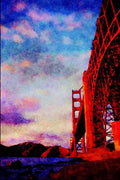 792030 Summer Sunset, Golden Gate Bridge, San Francisco, California, U.S.A. A4 Limited Edition Watercolour Print