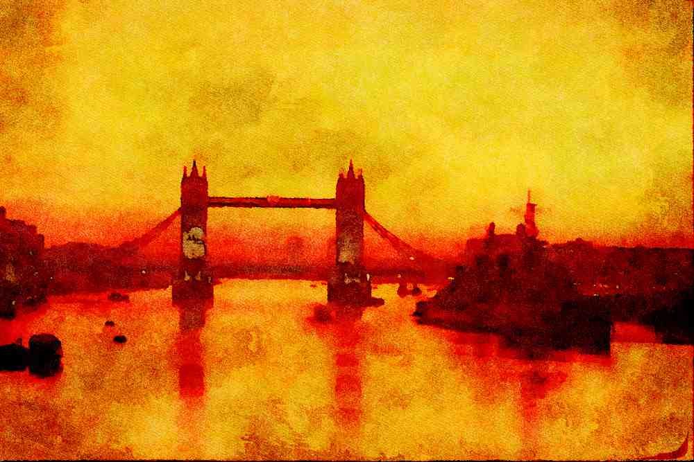 792047 Tower Bridge At Dawn A4 Limited Edition Watercolour Print