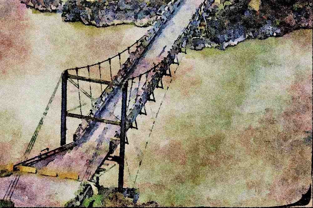 792061 Bridge Over Fraser River, British Columbia, Canada A4 Limited Edition Watercolour Print