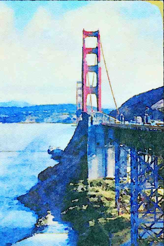 792069 Golden Gate Bridge, San Francisco, California, U.S.A. A4 Limited Edition Watercolour Print