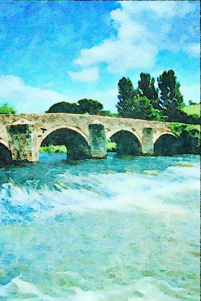 792073 Bridge Across River Exe, Devon A4 Limited Edition Watercolour Print