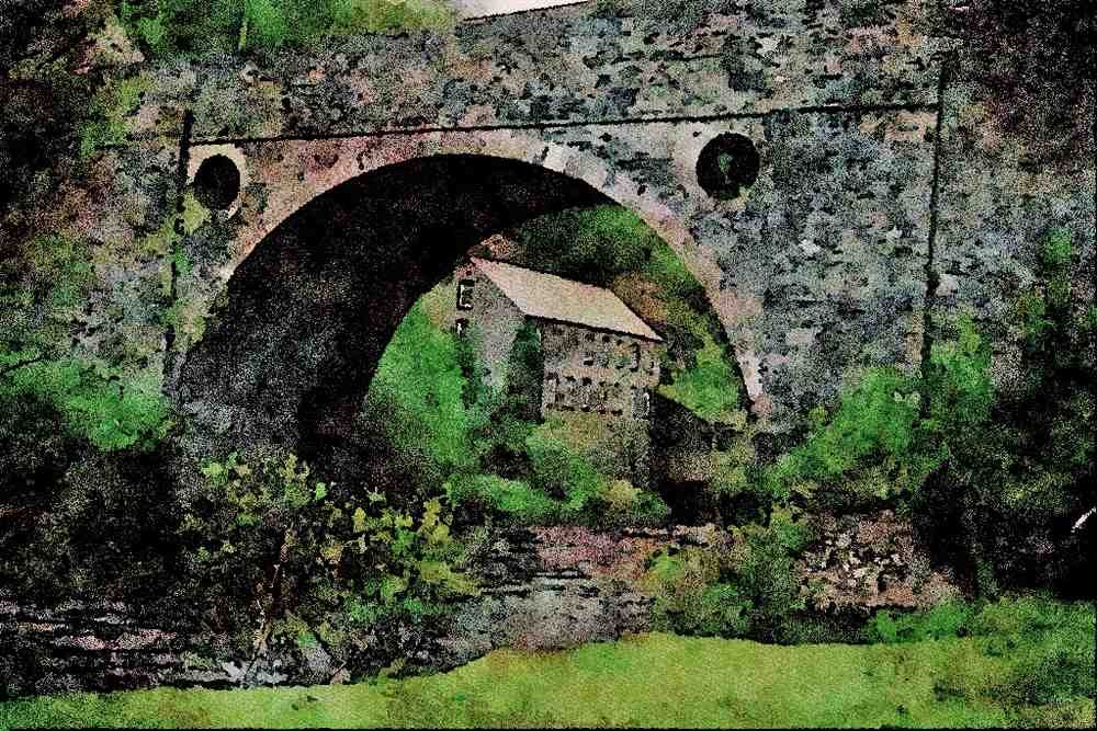 792077 Pentecourt Bridge, Dyfed, Wales A4 Limited Edition Watercolour Print