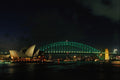 792078 Sydney Bridge And Opera House At Night, Australia A4 Photo Print