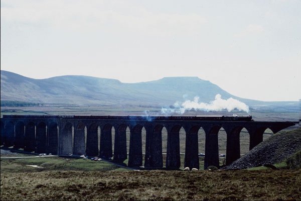 792084 Steam Train Green Arrow On Ribblehead Viaduct, England A4 Photo Print