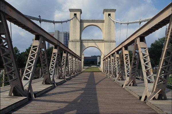 792085 Old Suspension Bridge, Waco Historical Site, Texas, U.S.A. A4 Photo Print