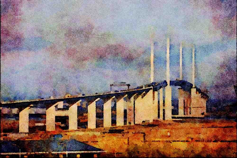 792094 The Queen Elizabeth Bridge, Dartford, England A4 Limited Edition Watercolour Print
