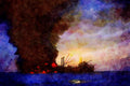 793004 Tanker, On Fire A4 Limited Edition Watercolour Print