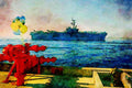 793007 Aircraft Carrier, Leaving Port A4 Limited Edition Watercolour Print