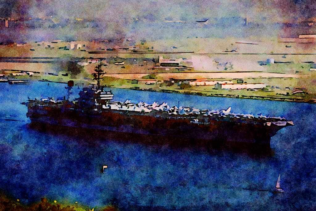 793008 Aircraft Carrier A4 Limited Edition Watercolour Print