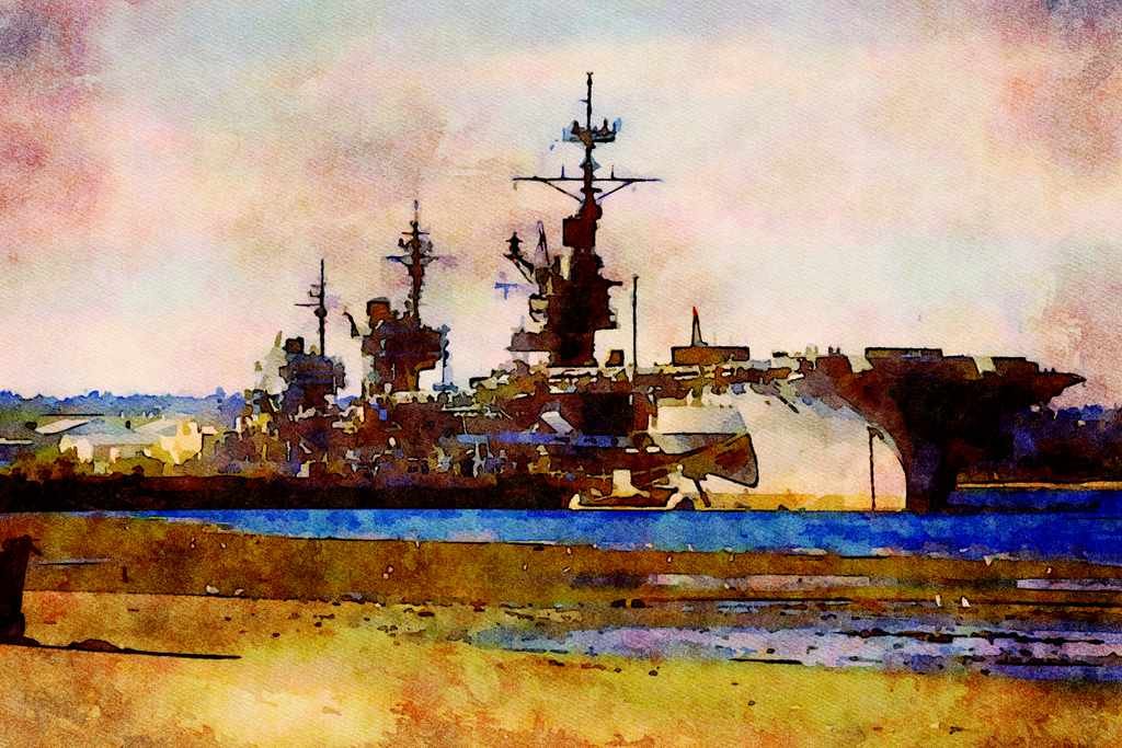 793009 Aircraft Carrier A4 Limited Edition Watercolour Print