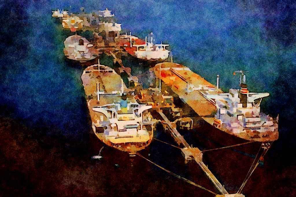 793013 Supertanker, Loading Oil A4 Limited Edition Watercolour Print