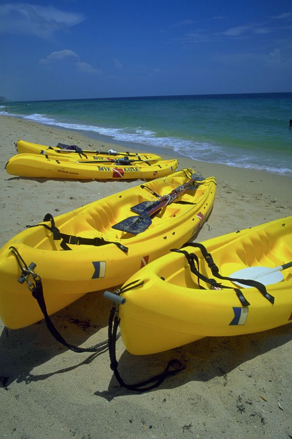 793015 Sea Dive Kayaks On Beach, Fort Lauderdale, Florida, U.S.A. A4 Photo Print