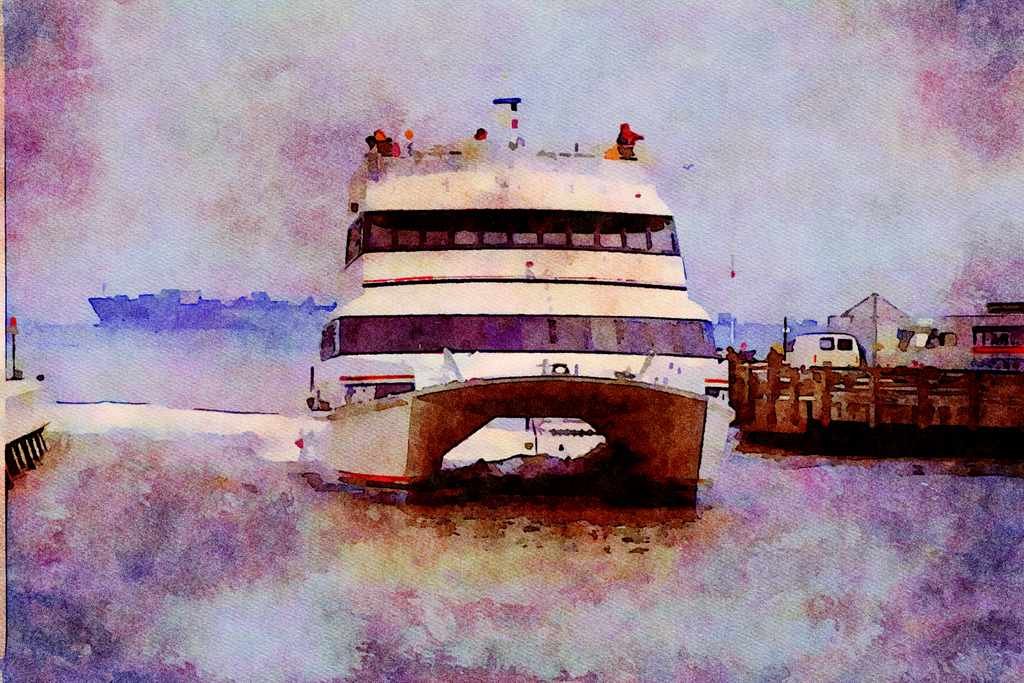 793023 Jet Cat Boat A4 Limited Edition Watercolour Print