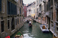 793034 Canal, Boats And Bridge, Venice, Italy A4 Photo Print