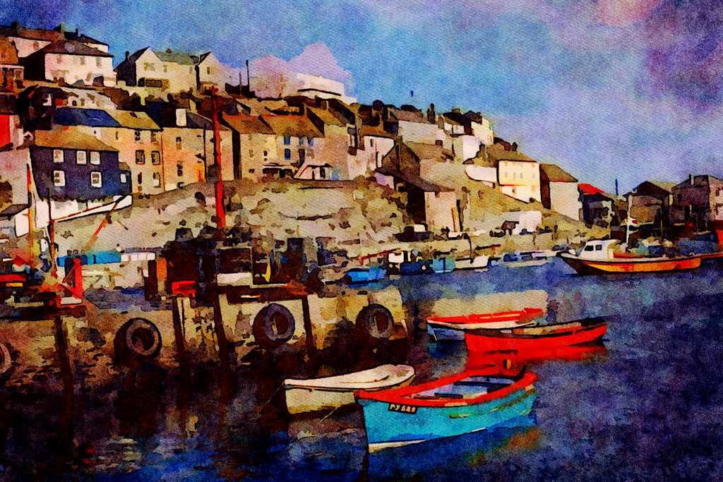 793050 Mevagissey, Cornwall, England A4 Limited Edition Watercolour Print