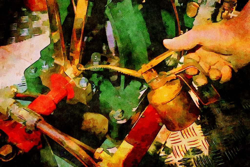 793057 Oiling Engine, Steam Engine A4 Limited Edition Watercolour Print