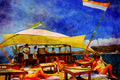 793059 Floating Bar, Boracay, Philippines A4 Limited Edition Watercolour Print