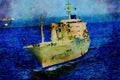 793064 Cargo Ship Passing Through The Panama Canal A4 Limited Edition Watercolour Print