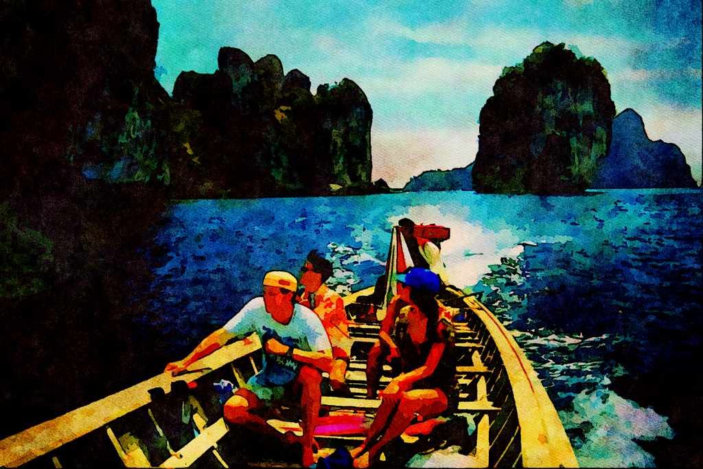 793068 On A Tour From Koh Phi Phi, Thailand A4 Limited Edition Watercolour Print