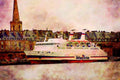 793087 Brittany Ferry Laid Up In The Basin Vauban, St. Malo, Brittany, U.K. A4 Limited Edition Watercolour Print