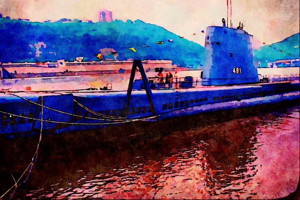 793092 USS Requin, World War II Submarine, Pittsburgh, Kansas, U.S.A. A4 Limited Edition Watercolour Print