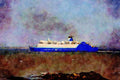 793094 B & I Line's Leinster Leaving Outer Approaches Of Holyhead A4 Limited Edition Watercolour Print