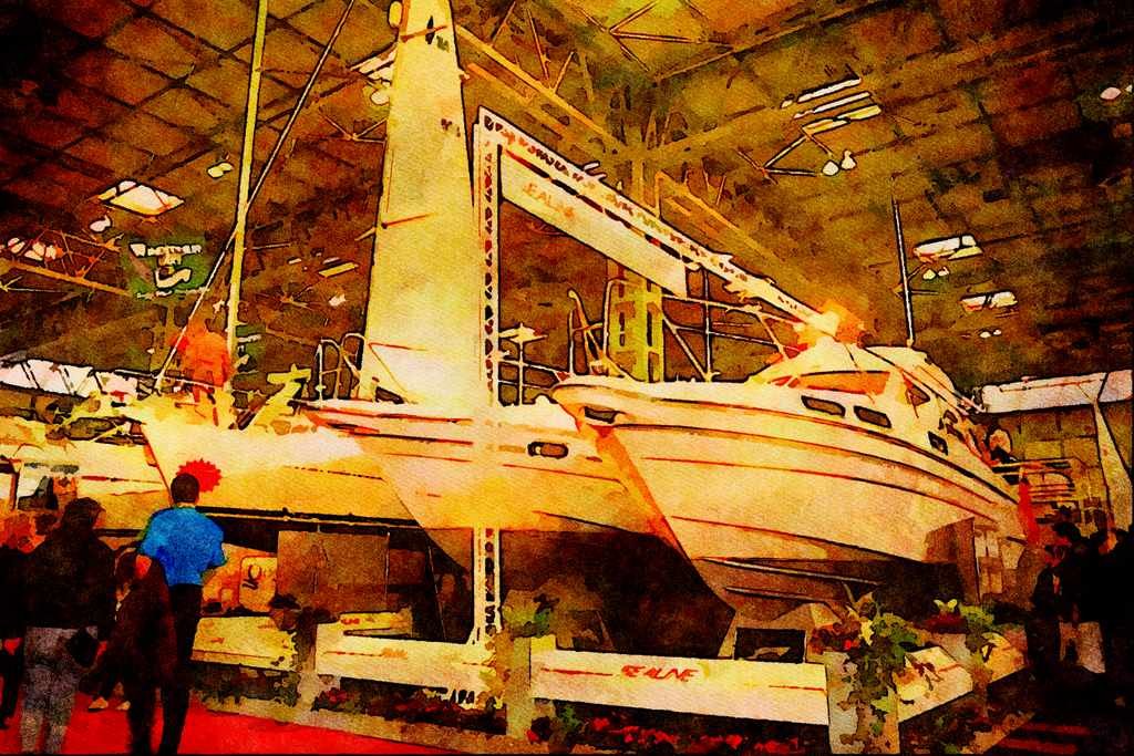 794002 Boat Show, National Exhibition Center, England A4 Limited Edition Watercolour Print