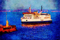 794008 Ferry Between Sweden And Denmark, Helsingborg A4 Limited Edition Watercolour Print