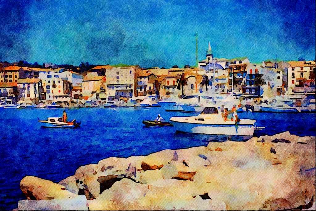 794009 St. Florent, Corsica A4 Limited Edition Watercolour Print