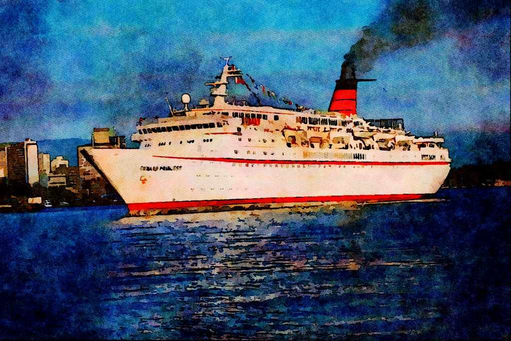 794011 Cruise Ship _Cunard Princess_ A4 Limited Edition Watercolour Print