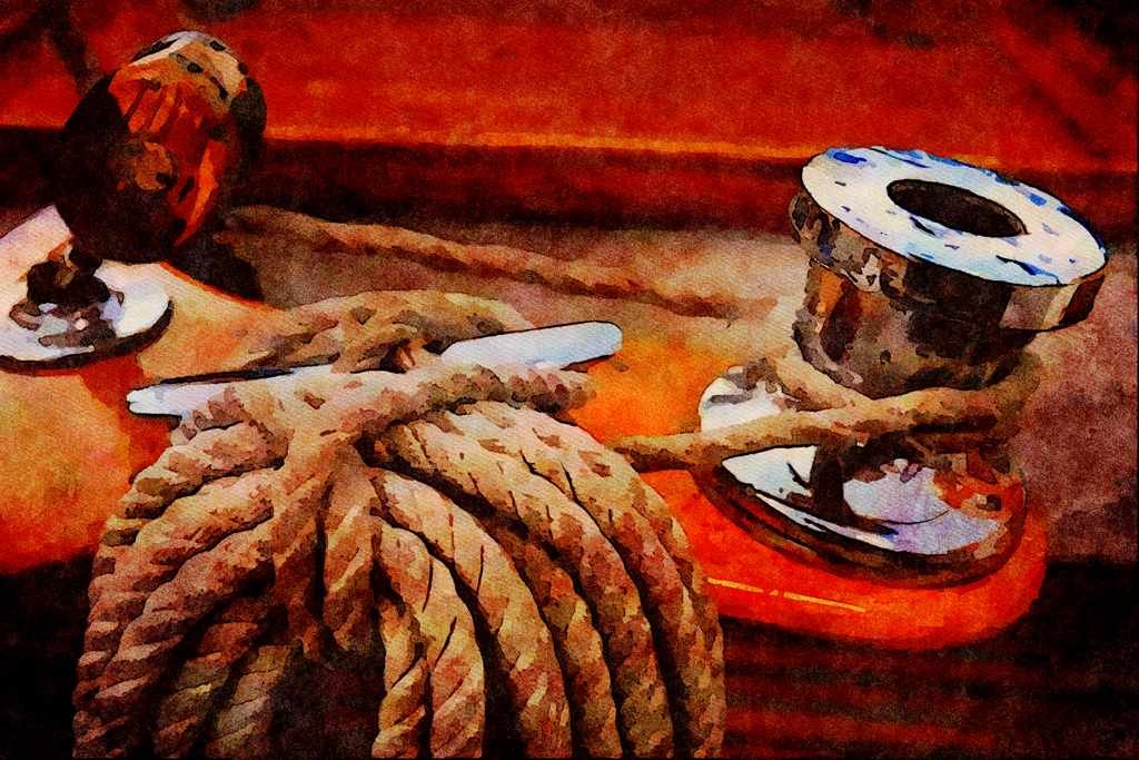 794013 Marine, Winch And Line A4 Limited Edition Watercolour Print