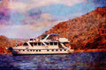794026 _Kariba_, Cabin Cruiser On Lake A4 Limited Edition Watercolour Print