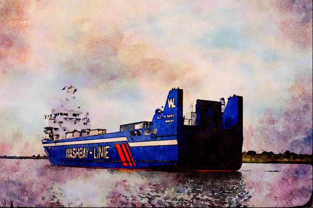 794027 Alster Rapid Washby Line, Hamburg, King's Lynn A4 Limited Edition Watercolour Print