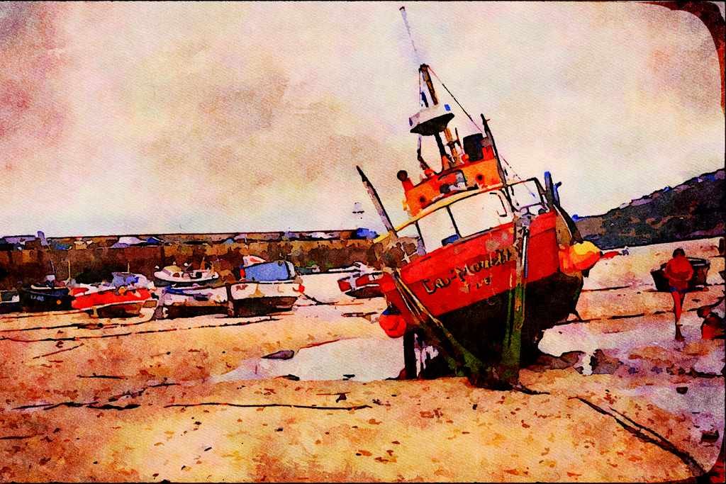 794028 High And Dry At St. Ives, Cornwall, U.K. A4 Limited Edition Watercolour Print