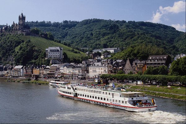 794035 Cruise Boat On Mosel River, Cochem, Germany A4 Photo Print