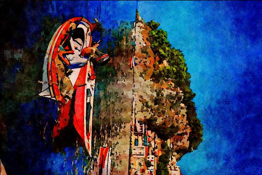 794043 Fisherman In Harbor, Parga, Greece A4 Limited Edition Watercolour Print