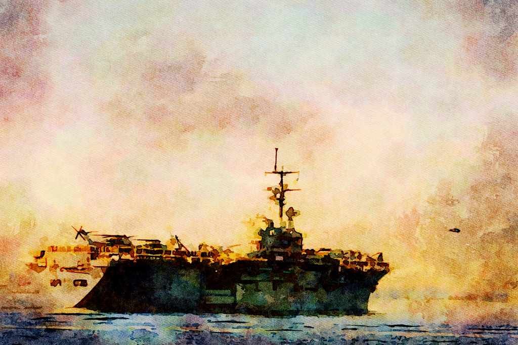 794050 Aircraft Carrier A4 Limited Edition Watercolour Print