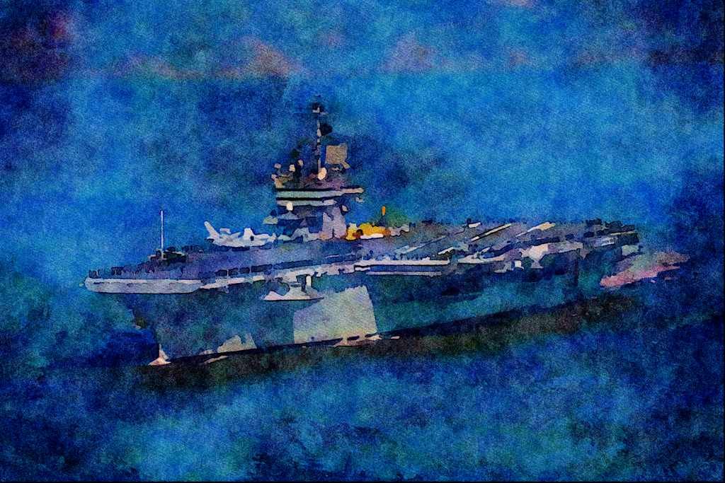 794054 CV 64 Constellation, San Francisco Bay, California, U.S.A. A4 Limited Edition Watercolour Print