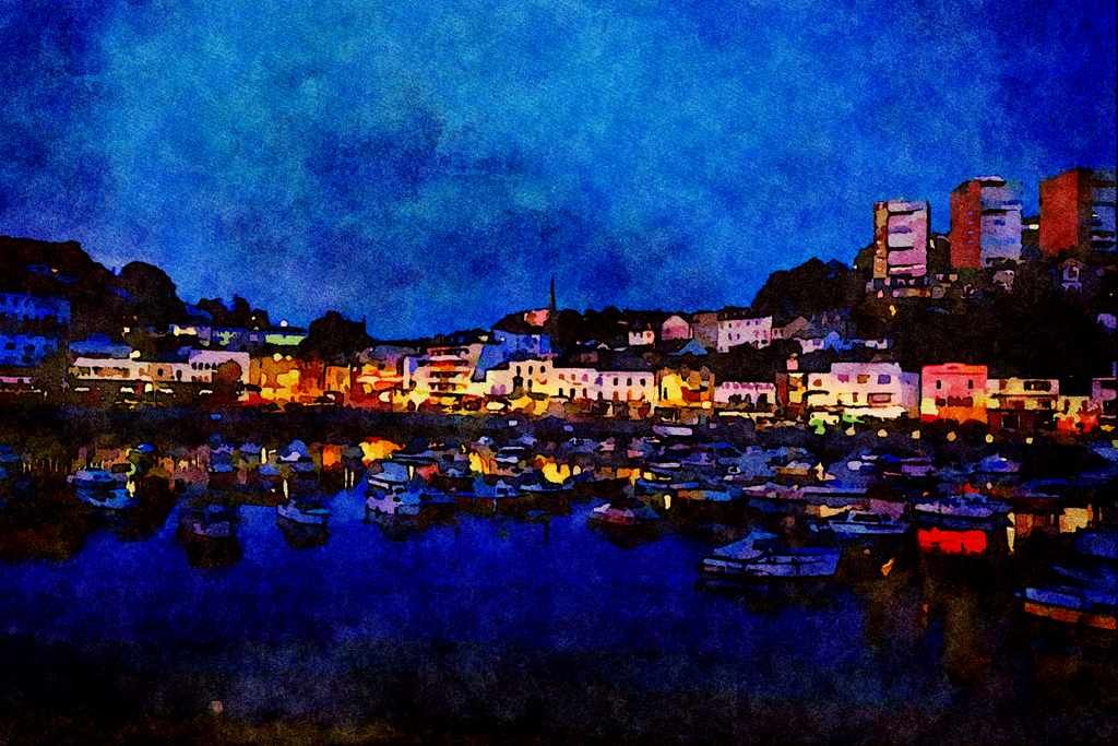 794063 Evening, Torquay, U.K. A4 Limited Edition Watercolour Print