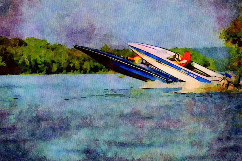 794088 Powerboats A4 Limited Edition Watercolour Print